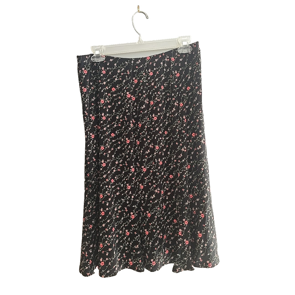 Notations Y2K Black Floral Flowy Preppy Whimseygoth Skirt Women's Plus Size 1X